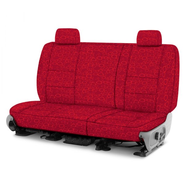 Coverking® - Designer Printed Neosupreme 1st Row Organic Riverbed Red under Black Custom Seat Covers