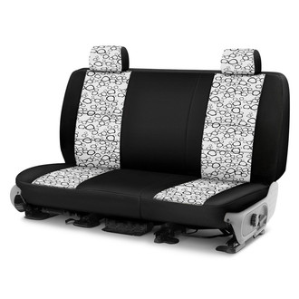 Coverking® - Designer Printed Neosupreme Organic Riverbed 2nd Row Black over White Custom Seat Covers