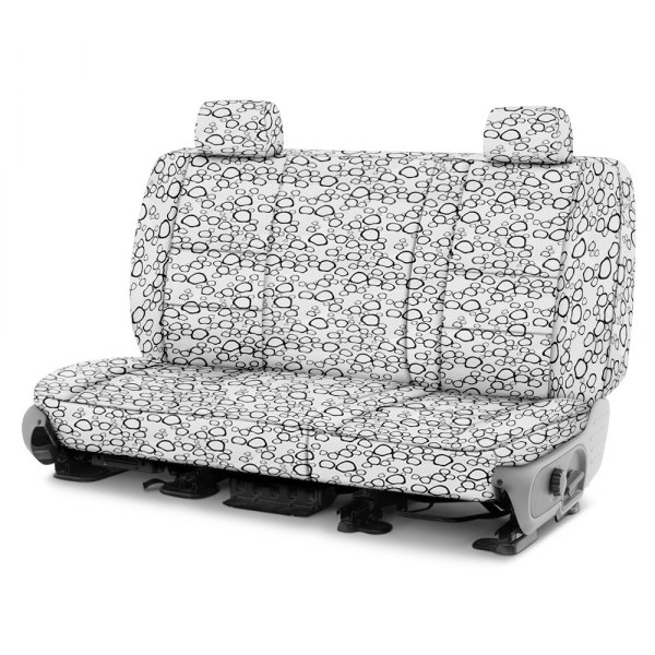 Coverking® - Designer Printed Neosupreme 1st Row Organic Riverbed Black over White Custom Seat Covers