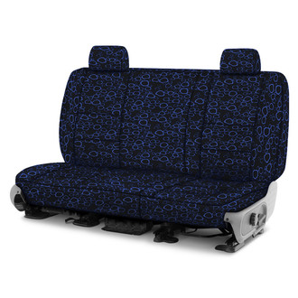Coverking® - Designer Printed Neosupreme Organic Riverbed 2nd Row Blue over Black Custom Seat Covers