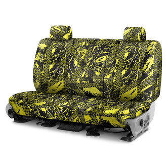 Coverking® - Designer Printed Neosupreme Graphic Tire Tracks 2nd Row Yellow Custom Seat Covers