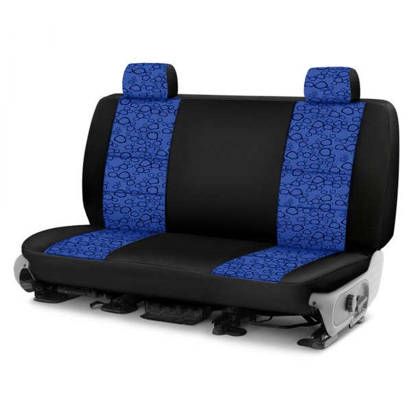 Coverking® - Designer Printed Neosupreme 1st Row Organic Riverbed Blue under Black Custom Seat Covers