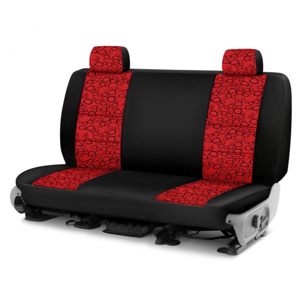 Coverking® - Designer Printed Neosupreme 2nd Row Organic Riverbed Red under Black Custom Seat Covers