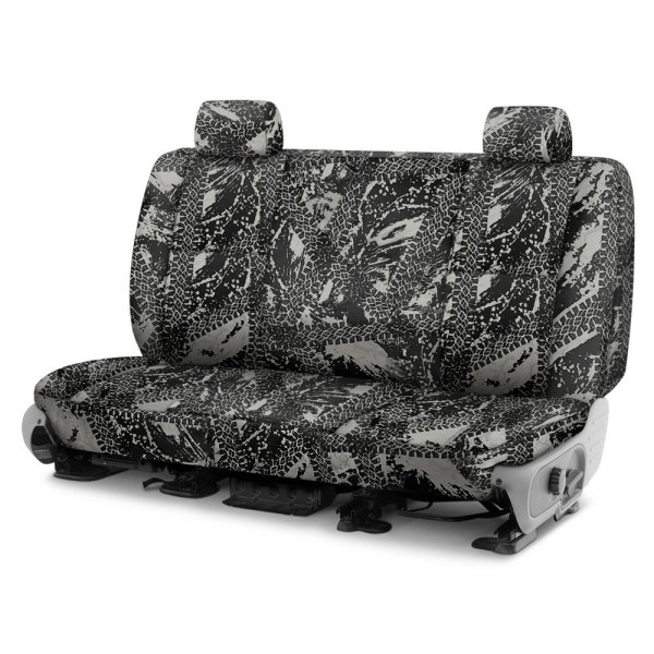 Coverking® - Designer Printed Neosupreme 2nd Row Graphic Tire Tracks Gray Custom Seat Covers