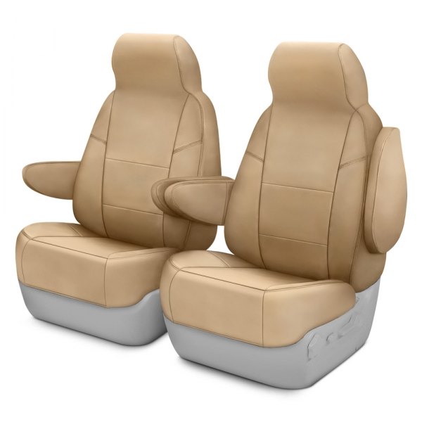 Coverking® - Genuine Leather 1st Row Beige Custom Seat Covers