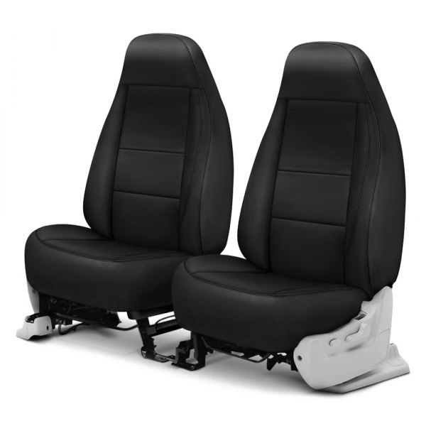 Coverking® - Genuine Leather 1st Row Black Custom Seat Covers