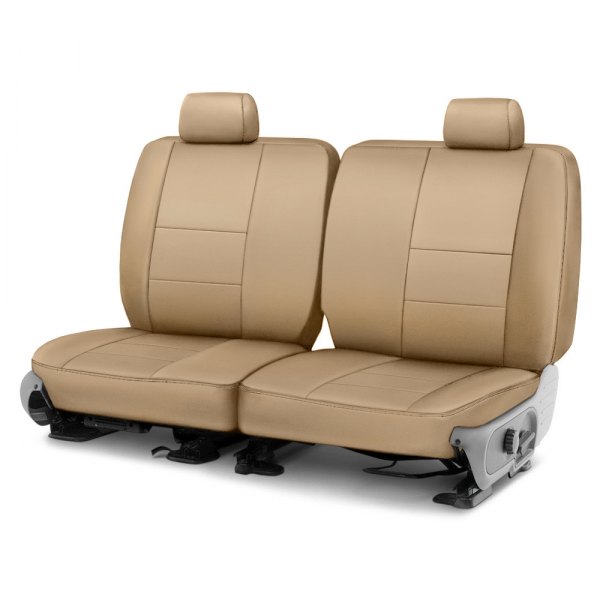 Coverking® - Genuine Leather 2nd Row Beige Custom Seat Covers