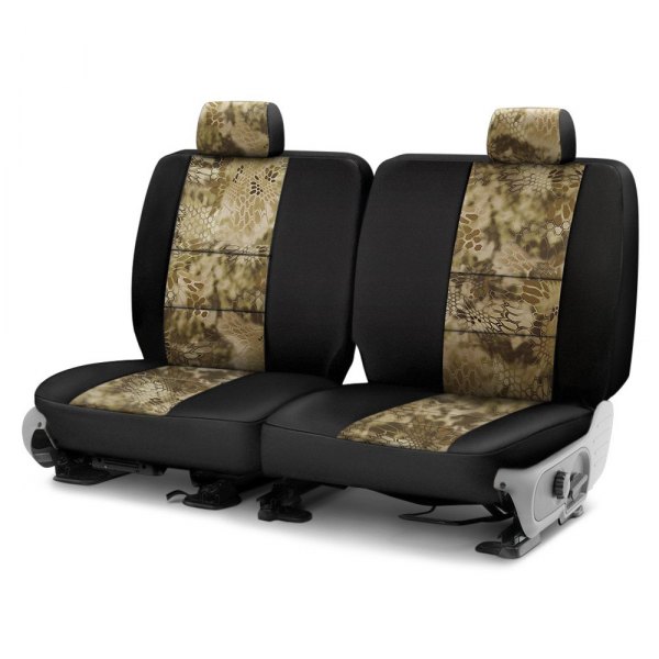  Coverking® - Kryptek™ Neosupreme 1st Row Camo Highlander & Black Custom Seat Covers
