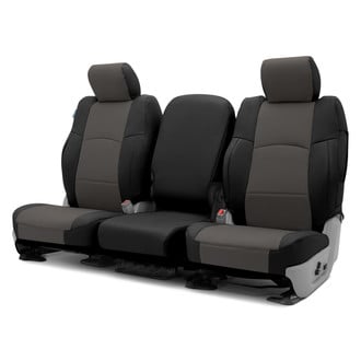 Coverking® - Premium Leatherette 2nd Row Black & Charcoal Custom Seat Covers