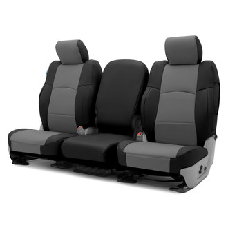 Coverking® - Premium Leatherette 2nd Row Black & Medium Gray Custom Seat Covers