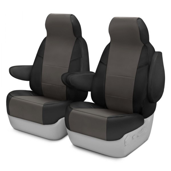  Coverking® - Premium Leatherette 3rd Row Black & Charcoal Custom Seat Covers