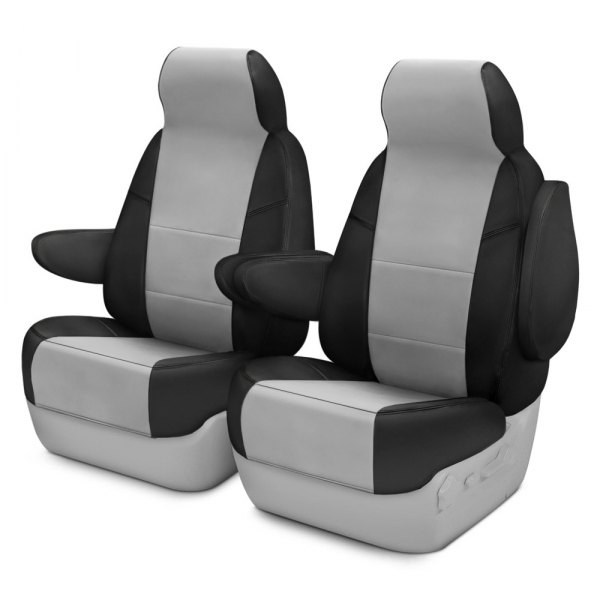  Coverking® - Premium Leatherette 2nd Row Black & Light Gray Custom Seat Covers