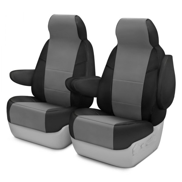  Coverking® - Premium Leatherette 2nd Row Black & Medium Gray Custom Seat Covers