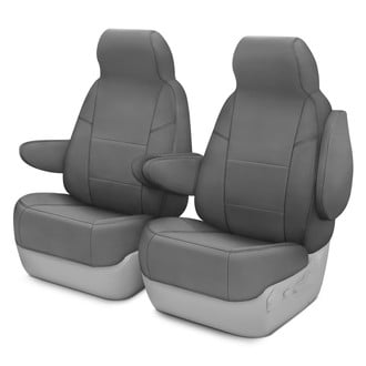 Coverking® - Premium Leatherette 1st Row Medium Gray Custom Seat Covers