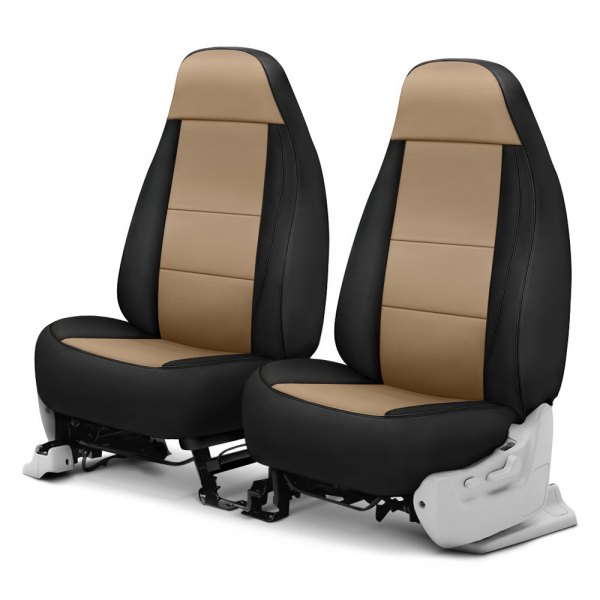  Coverking® - Premium Leatherette 1st Row Black & Cashmere Custom Seat Covers