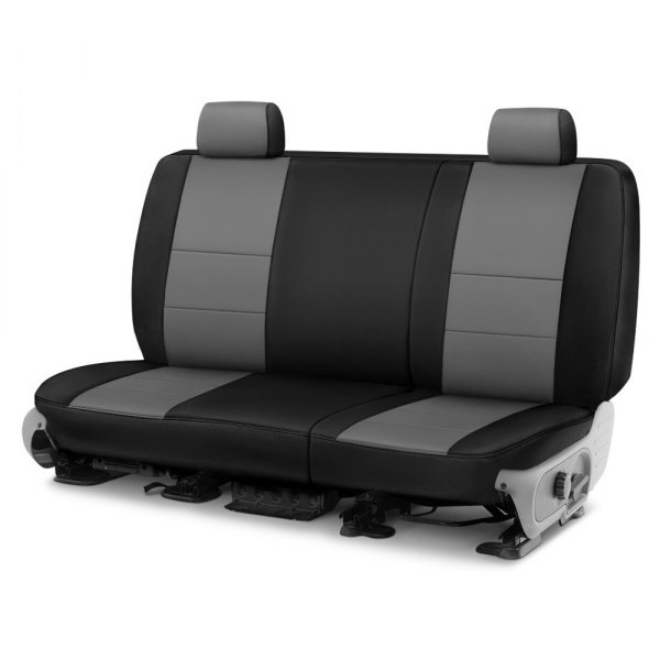  Coverking® - Premium Leatherette 3rd Row Black & Medium Gray Custom Seat Covers