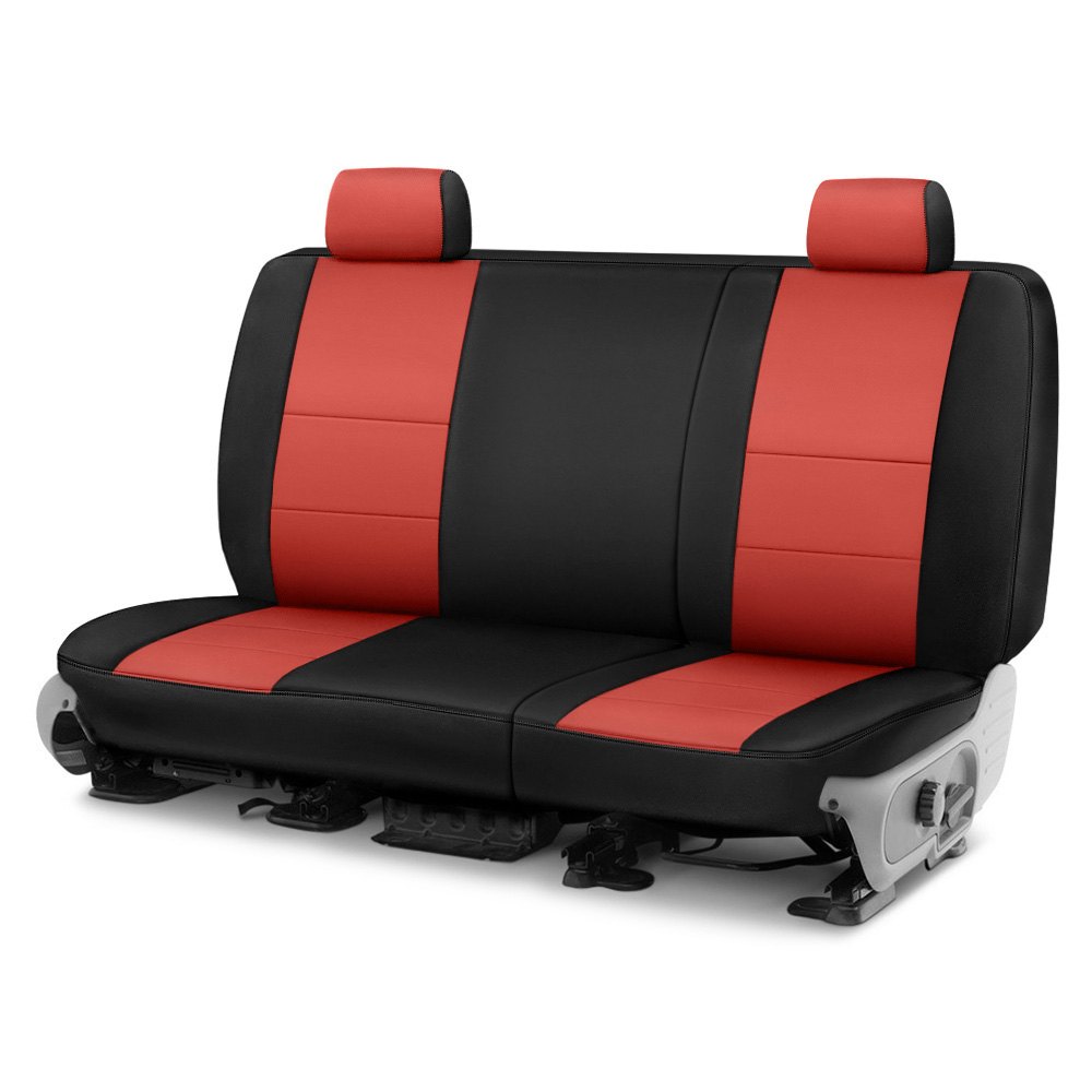 Black-Red Coverking Custom-Fit Front Bench Seat Cover Leatherette 