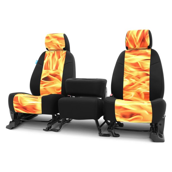 Coverking® - Neosupreme 2nd Row Black & Flame Custom Seat Covers