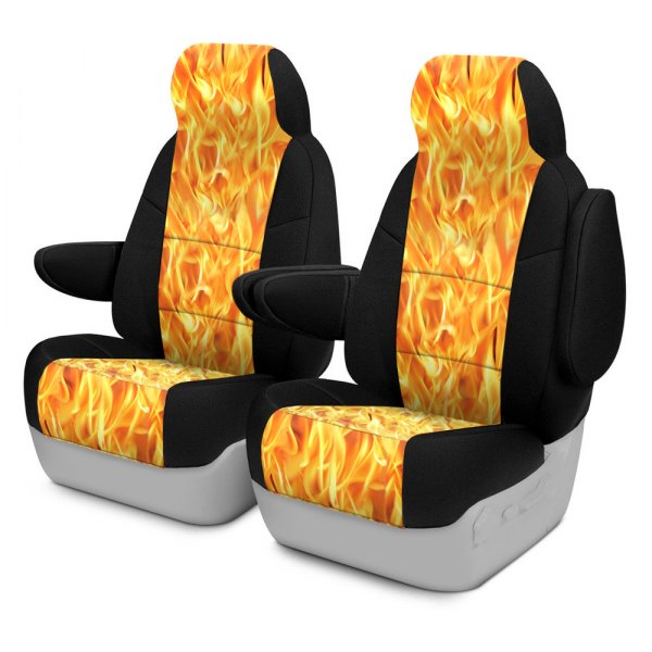 Coverking® - Neosupreme 2nd Row Black & Flame Custom Seat Covers