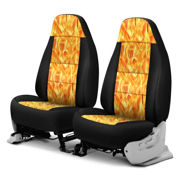 Coverking® - Neosupreme 1st Row Black & Flame Custom Seat Covers