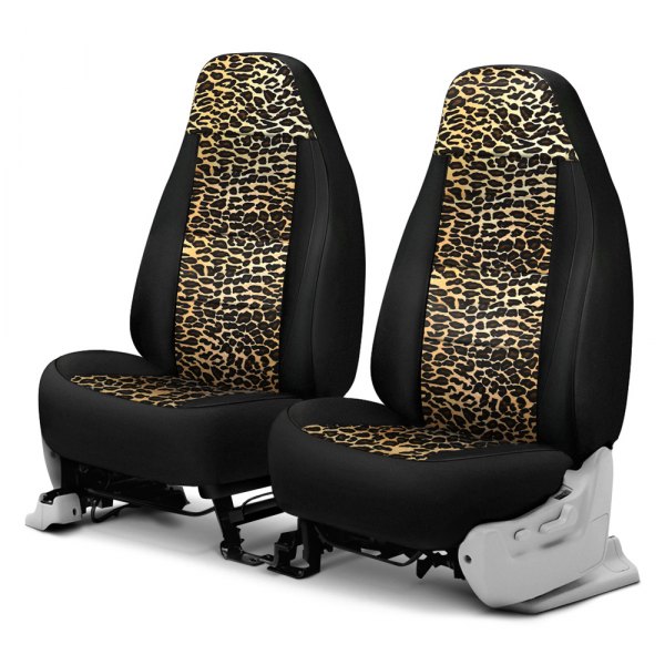 Coverking® - Neosupreme 1st Row Black & Leopard Custom Seat Covers