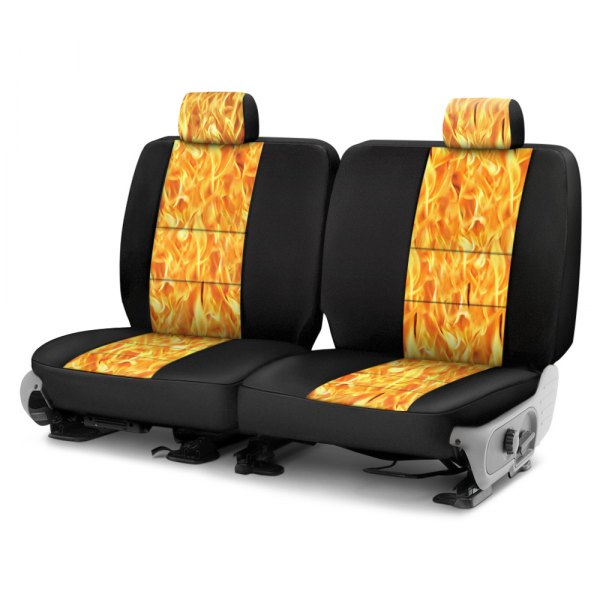 Coverking® - Neosupreme 1st Row Black & Flame Custom Seat Covers