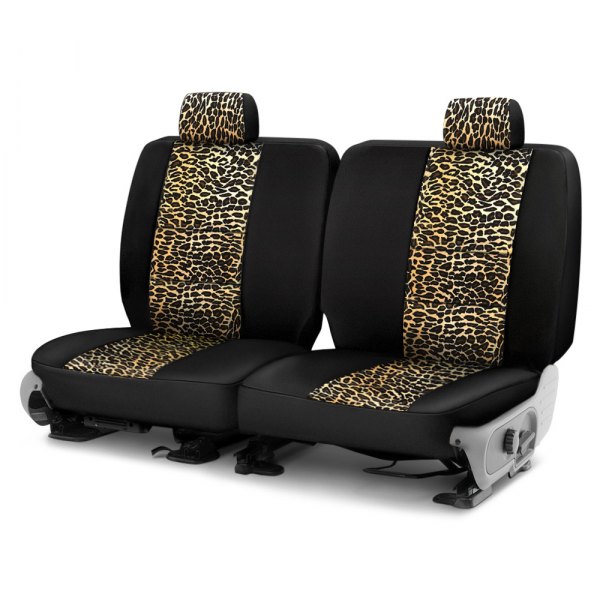 Coverking® - Neosupreme 1st Row Black & Leopard Custom Seat Covers