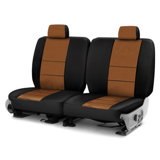 Coverking® - Designer Printed Neosupreme Houndstooth 1st Row Orange Custom Seat Covers