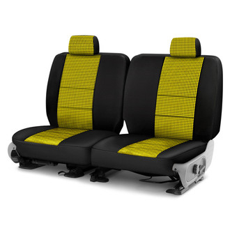 Coverking® - Designer Printed Neosupreme Houndstooth 1st Row Yellow Custom Seat Covers