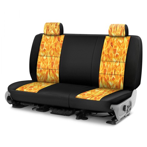 Coverking® - Neosupreme 4th Row Black & Flame Custom Seat Covers