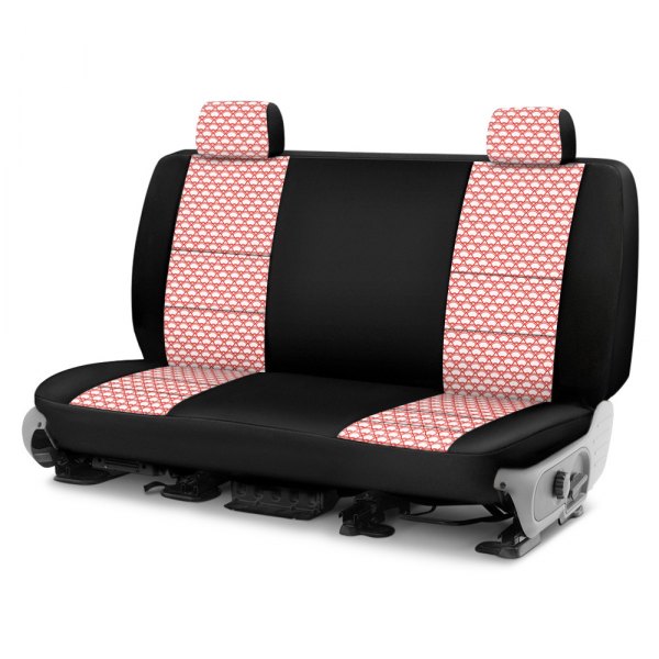 Coverking® - Designer Printed Neosupreme 1st Row Overlapping Shell Red Custom Seat Covers