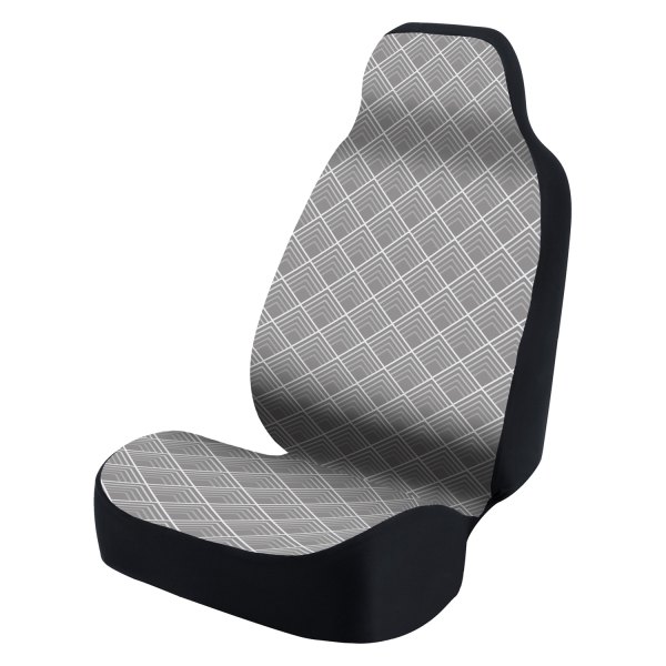  Coverking® - Ultimate Suede Seat Cover Chevron Scaled White with Gray Background