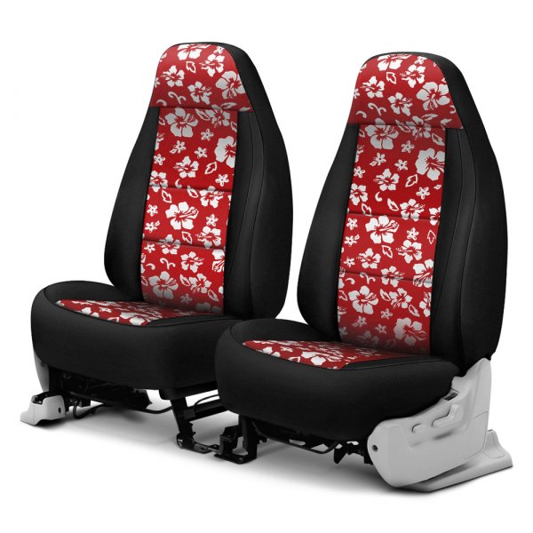 Coverking® - Neosupreme 3rd Row Black & Red Hawaiian Custom Seat Covers