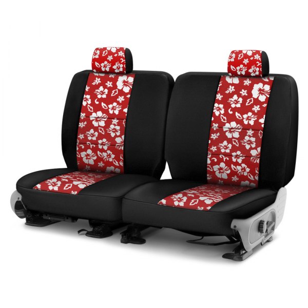 Coverking® - Neosupreme 3rd Row Black & Red Hawaiian Custom Seat Covers