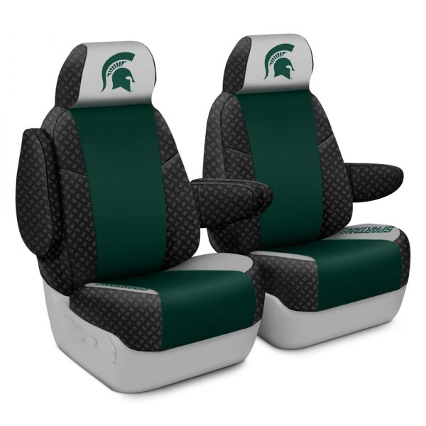 Coverking® - Licensed Collegiate 1st Row Custom Seat Covers with University of Michigan State Logo
