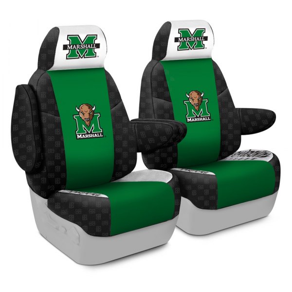 Coverking® - Licensed Collegiate 1st Row Custom Seat Covers with Marshall University Logo