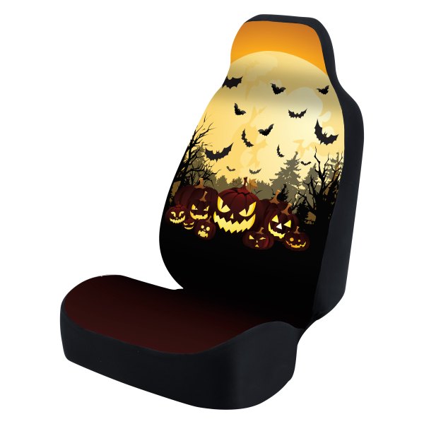  Coverking® - Ultimate Suede Seat Cover with Halloween Bats and Pumpkins Print