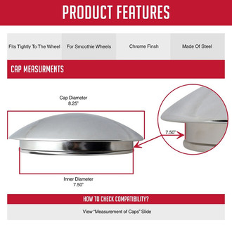 Coyote Accessories® - Chrome Wheel Cap Fits Wheels with 7.50" Inner Ring