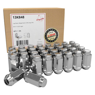 Coyote Accessories® - Chrome Cone Seat Acorn Bulge Lug Wheel Installation Kit w/o Valve Stems