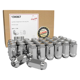 Coyote Accessories® - Chrome Cone Seat Acorn Bulge Lug Wheel Installation Kit w/o Valve Stems
