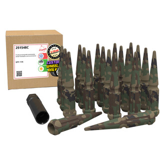 Coyote Accessories® - Camouflage Cone Seat Spline Spiked Lug Wheel Installation Kit w/o Valve Stems