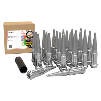 Coyote Accessories® - Chrome Cone Seat Spline Spiked Lug Wheel Installation Kit