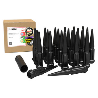 Coyote Accessories® - Cone Seat Spline Spiked Lug Wheel Installation Kit With Valve Stems