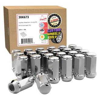 Coyote Accessories® - Chrome Cone Seat Acorn Bulge Lug Wheel Installation Kit w/o Valve Stems