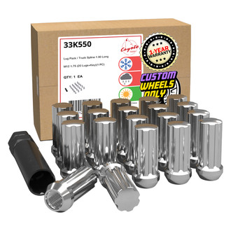 Coyote Accessories® - Chrome Cone Seat Spline (7 Sided) Lug Wheel Installation Kit w/o Valve Stems