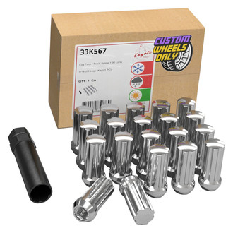 Coyote Accessories® - Chrome Cone Seat Spline (7 Sided) Lug Wheel Installation Kit w/o Valve Stems