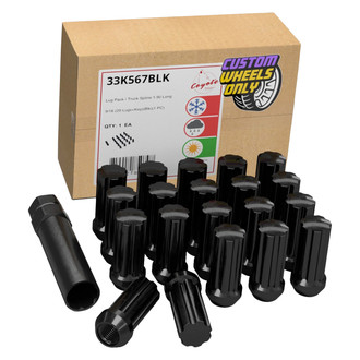 Coyote Accessories® - Black Cone Seat Spline (7 Sided) Lug Wheel Installation Kit w/o Valve Stems