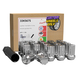 Coyote Accessories® - Chrome Cone Seat Spline (7 Sided) Lug Wheel Installation Kit w/o Valve Stems