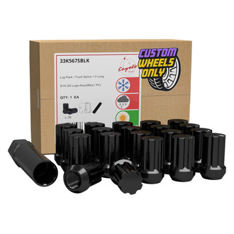 Coyote Accessories® - Black Cone Seat Spline (7 Sided) Lug Wheel Installation Kit w/o Valve Stems