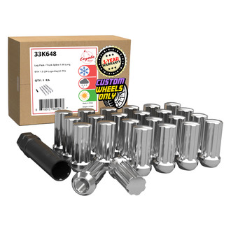 Coyote Accessories® - Chrome Cone Seat Spline (7 Sided) Lug Wheel Installation Kit w/o Valve Stems